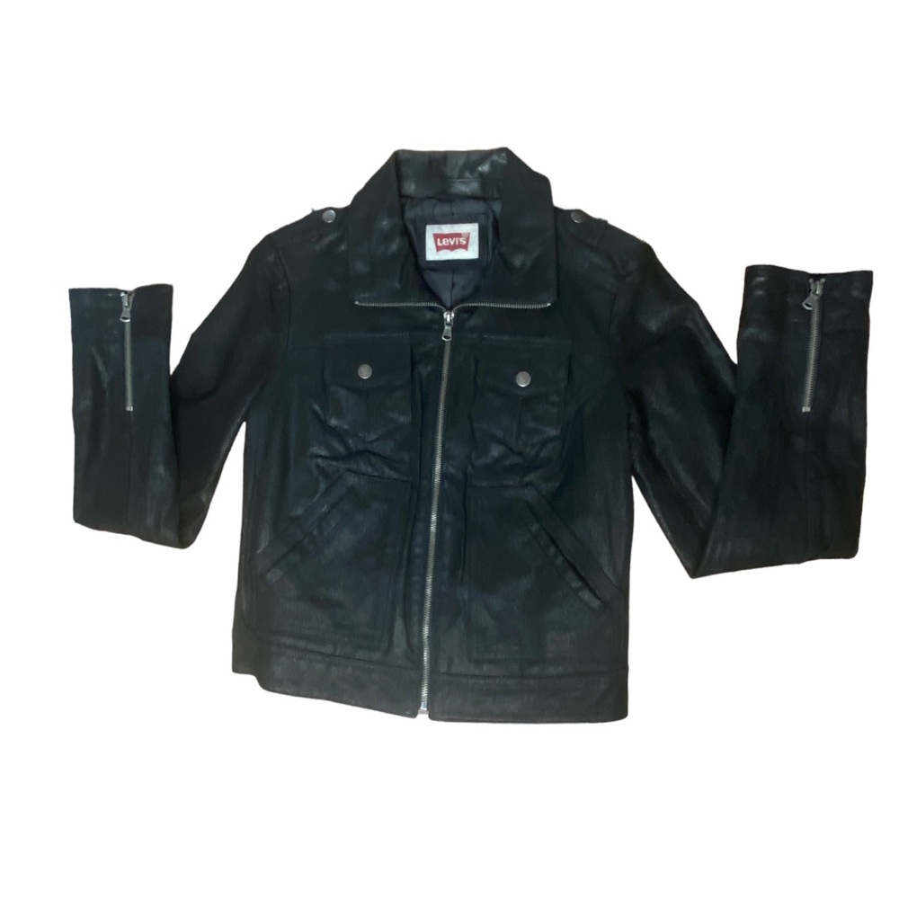 Levi Women’s Black Leather Jacket Size Small Excellent Condition